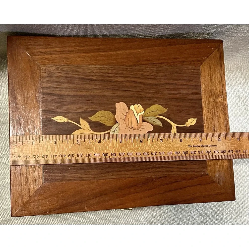 Handmade Wood Jewelry Box Floral Marquetry Inlay Birdseye Maple Big Rapids MI
